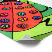 Peace Sign Ladybug Mini Folk Art Poster (Ecke)