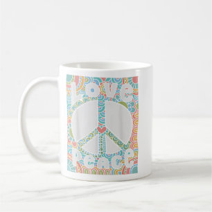 PEACE SIGN LIEBE 1960er 1970er Shirt Gefärbte Kraw Kaffeetasse