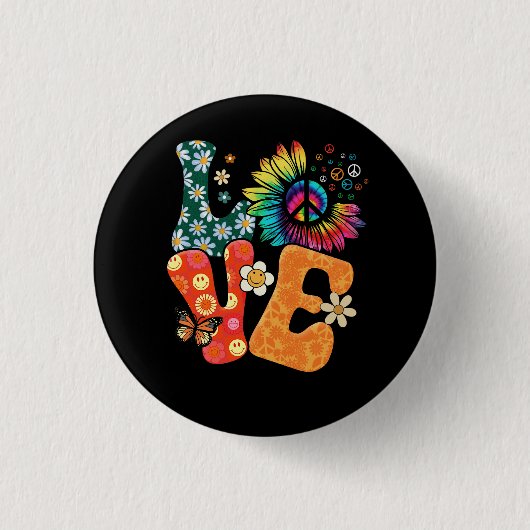 Peace Sign Liebe 60er 70er Costume Groovy Hippie i Button (Vorderseite)