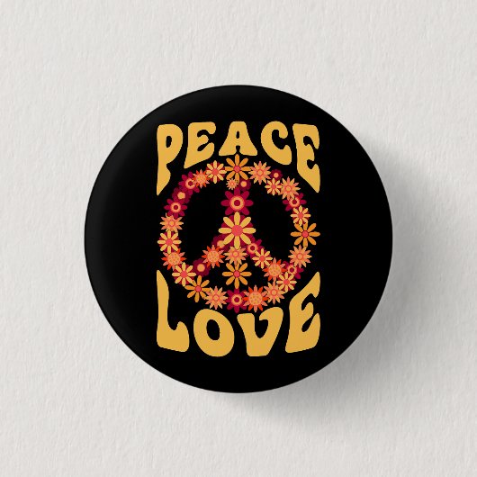 Peace Sign Liebe 60er 70er Costume Groovy Hippie i Button (Vorderseite)