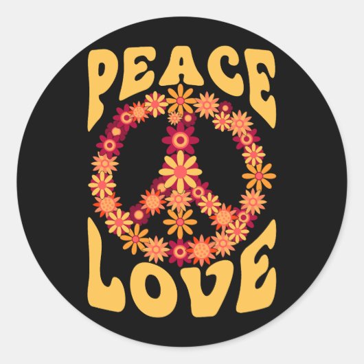 Peace Sign Liebe 60er 70er Costume Groovy Hippie i Runder Aufkleber (Vorderseite)