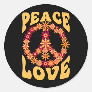 Peace Sign Liebe 60er 70er Costume Groovy Hippie i Runder Aufkleber