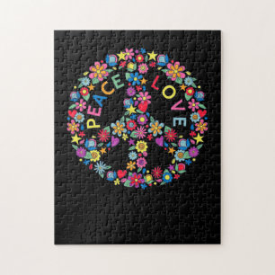 PEACE SIGN LIEBE 60er 70er Gefärbte Krawatte Hipp Puzzle