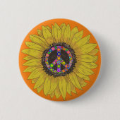 Peace Sign Liebe 60er 70er Gefärbte Krawatte Hippi Button (Vorderseite)