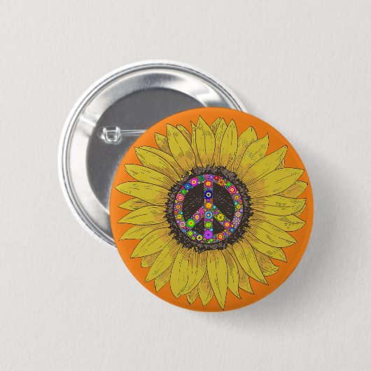 Peace Sign Liebe 60er 70er Gefärbte Krawatte Hippi Button (Vorne & Hinten)