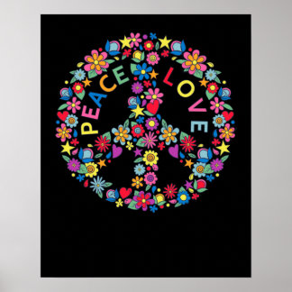 PEACE SIGN LIEBE 60er 70er Gefärbte Krawatte Hippi Poster