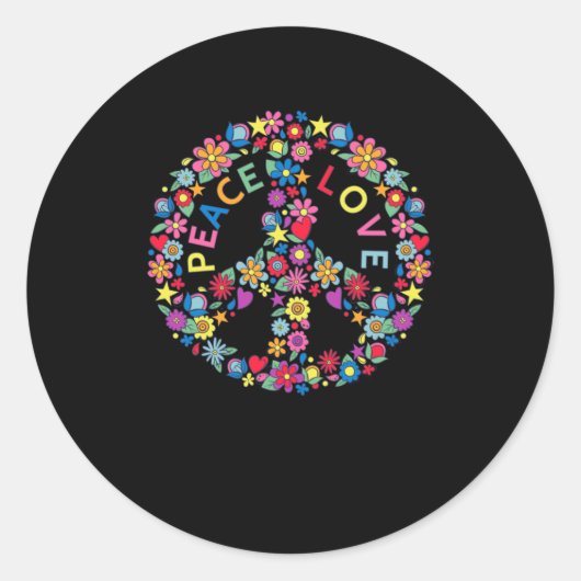 PEACE SIGN LIEBE 60er 70er Gefärbte Krawatte Hippi Runder Aufkleber (Vorderseite)