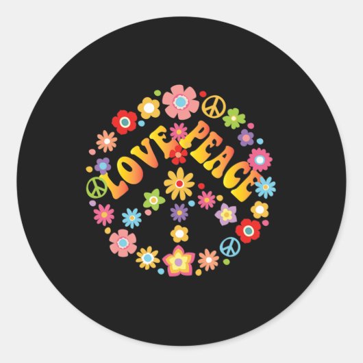 PEACE SIGN LIEBE 60er 70er Gefärbte Krawatte Hippi Runder Aufkleber (Vorderseite)