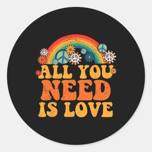 PEACE SIGN LIEBE 60er 70er Gefärbte Krawatte Hippi Runder Aufkleber (Vorderseite)