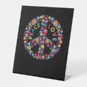 PEACE SIGN LIEBE 60er 70er Gefärbte Krawatte Hippi Sockelschild (Vorderseite)