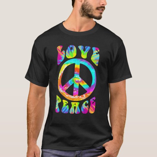 PEACE SIGN LIEBE 60er 70er Gefärbte Krawatte Hippi T-Shirt (Vorderseite)
