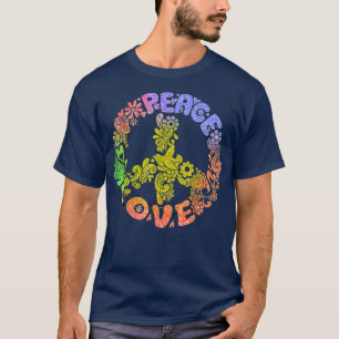 Peace Sign Liebe 60er 70er Gefärbte Krawatte Hippi T-Shirt