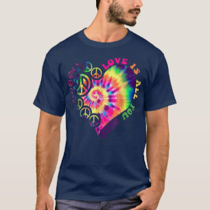 Peace Sign Liebe 60er 70er Gefärbte Krawatte Hippi T-Shirt