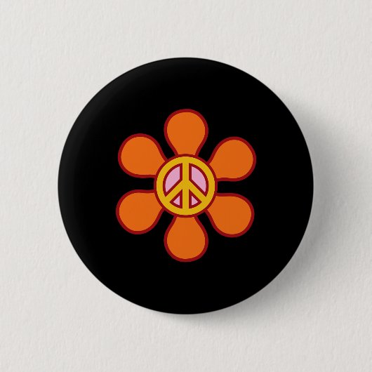 PEACE SIGN LIEBE 60er 70er Groovy Hippie Kostümhal Button (Vorderseite)
