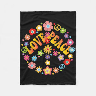 Peace Sign Liebe 60er 70er Groovy Hippie Kostümhal Fleecedecke