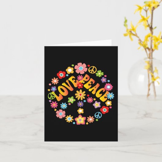PEACE SIGN LIEBE 60er 70er Groovy Hippie Kostümhal Karte (Gelbe Blume)