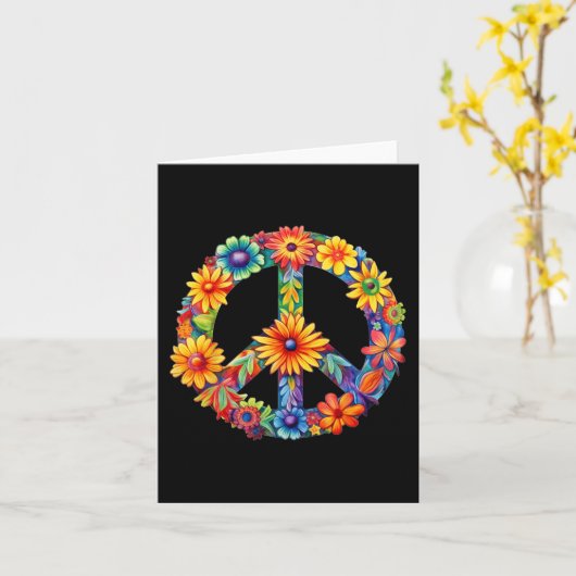 PEACE SIGN LIEBE 60er 70er Groovy Hippie Kostümhal Karte (Gelbe Blume)