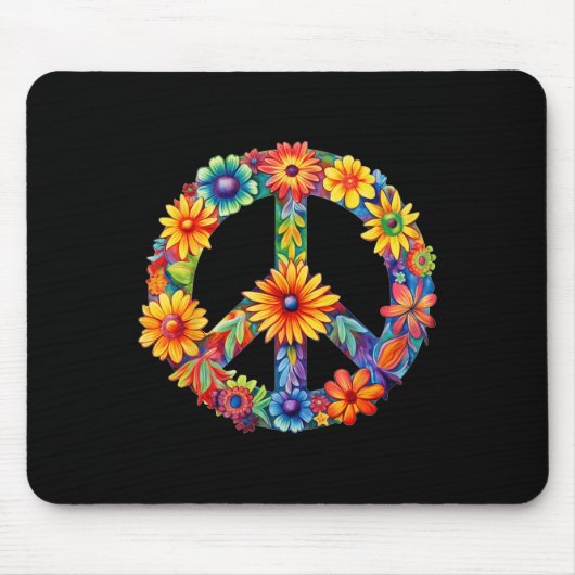 PEACE SIGN LIEBE 60er 70er Groovy Hippie Kostümhal Mousepad (Vorne)