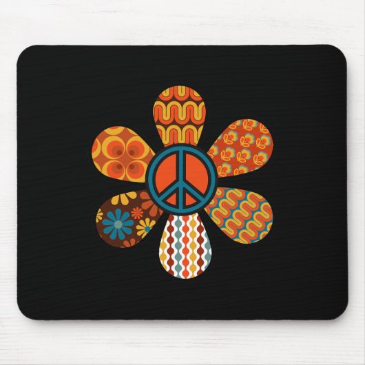 PEACE SIGN LIEBE 60er 70er Groovy Hippie Kostümhal Mousepad (Vorne)