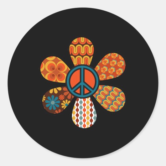 PEACE SIGN LIEBE 60er 70er Groovy Hippie Kostümhal Runder Aufkleber (Vorderseite)