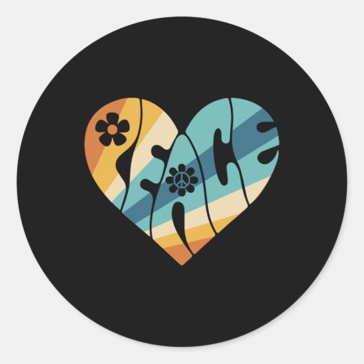 PEACE SIGN LIEBE 60er 70er Groovy Hippie Kostümhal Runder Aufkleber (Vorderseite)