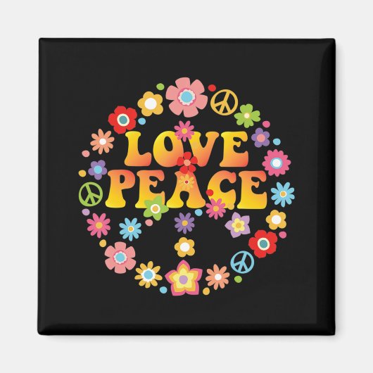 PEACE SIGN LIEBE 60er 70er Krawatte Die Hippie Cos Magnet (Vorne)