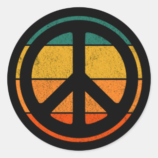 Peace Sign Liebe 60er 70er Tye Die Hippie Costume  Runder Aufkleber