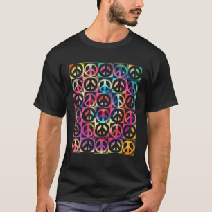 Peace Sign Liebe Groovy 60er 70er Gefärbte Krawatt T-Shirt
