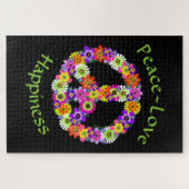 Peace Sign Liebe & Happy on Black Puzzle (Horizontal)