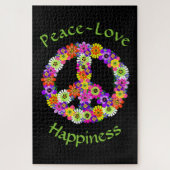 Peace Sign Liebe & Happy on Black Puzzle (Vertikal)