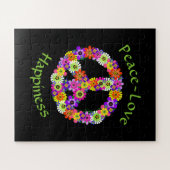 Peace Sign Liebe & Happy on Black Puzzle (Horizontal)