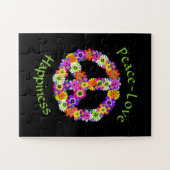 Peace Sign Liebe & Happy on Black Puzzle (Horizontal)