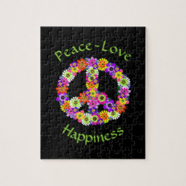 Peace Sign Liebe & Happy on Black Puzzle
