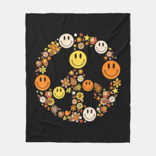 PEACE SIGN LIEBE s Hippie Groovy Vibes Halloween C Fleecedecke