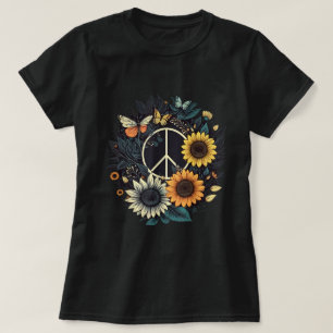 PEACE SIGN LIEBE Sonnenblume Hippie T-Shirt