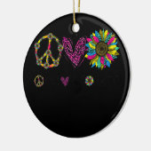 Peace Sign Liebe Sunshine Niedlich Sonnenblume Gra Keramik Ornament (Links)
