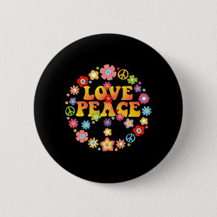 PEACE SIGN LOVE 60s 70s Tie Die Hippie Kostüm Button