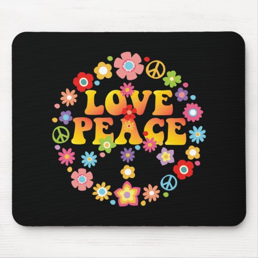 PEACE SIGN LOVE 60s 70s Tie Die Hippie Kostüm Mousepad (Vorne)