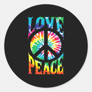 Peace Sign Love 60S 70S Tie Dye Hippie Kostüm Runder Aufkleber