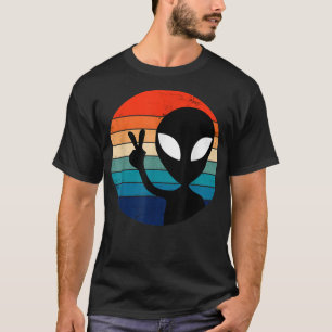 PEACE SIGN LOVE ALIEN 60s 70s Tie Dye Hippie Hallo T-Shirt
