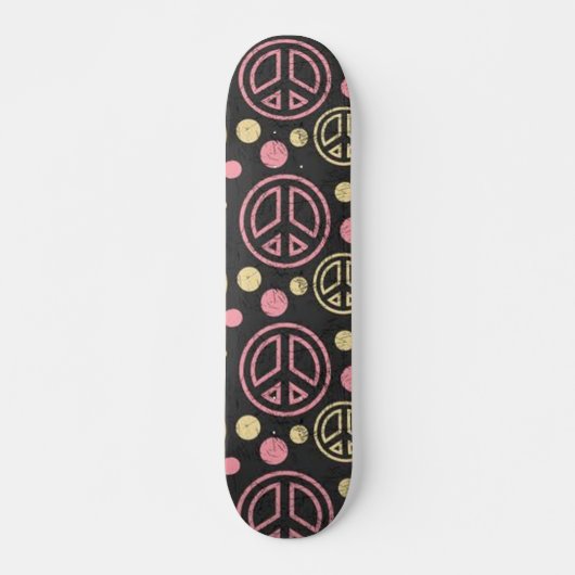 Peace Sign mit Polka Dots Skateboard (Vorne)