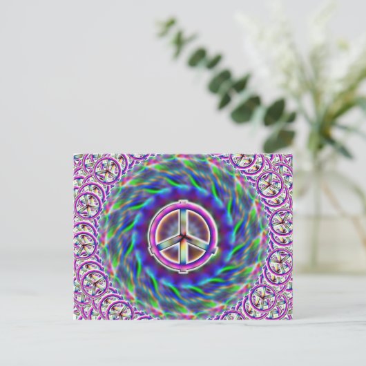 Peace Sign Multi Postcard Postkarte (Stehend Vorderseite)