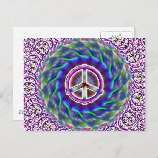 Peace Sign Multi Postcard Postkarte (Vorne/Hinten)