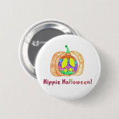 Peace Sign On Pumpkin Hippie Halloween Button (Vorne & Hinten)
