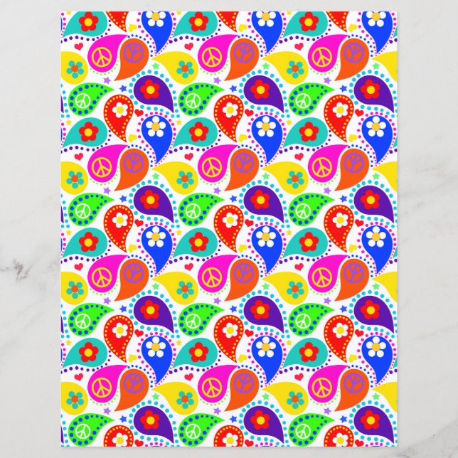 Peace Sign Paisley | Hippie Chic Paper (Vorderseite)
