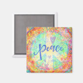 Peace Sign Pastell farbenfrohe Blumeninspirivität Magnet (Vorderseite/Rückseite)