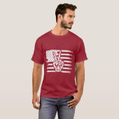 Peace Sign Patriotic American Flag Skeletthand T-Shirt (Vorne ganz)