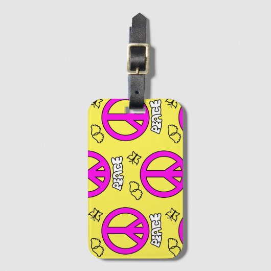 PEACE SIGN PATTERN, GEPÄCKANHÄNGER (Vorderseite Vertikal)