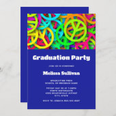 Peace Sign Pattern Groovy 60er Jahre Vibe Abschlus Einladung (Vorne/Hinten)