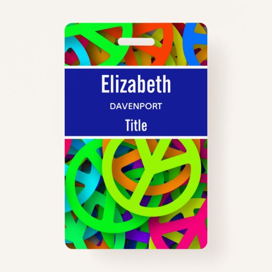 Peace Sign Pattern Groovy 60er Jahre Vibe Ausweis (Vorderseite)